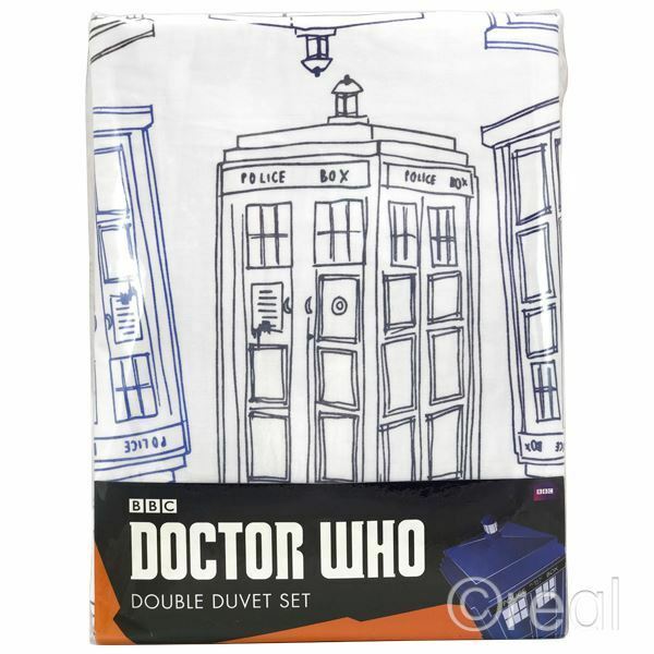 Doctor Who TARDIS Check Double Duvet Cover & Pillowcase Set Official