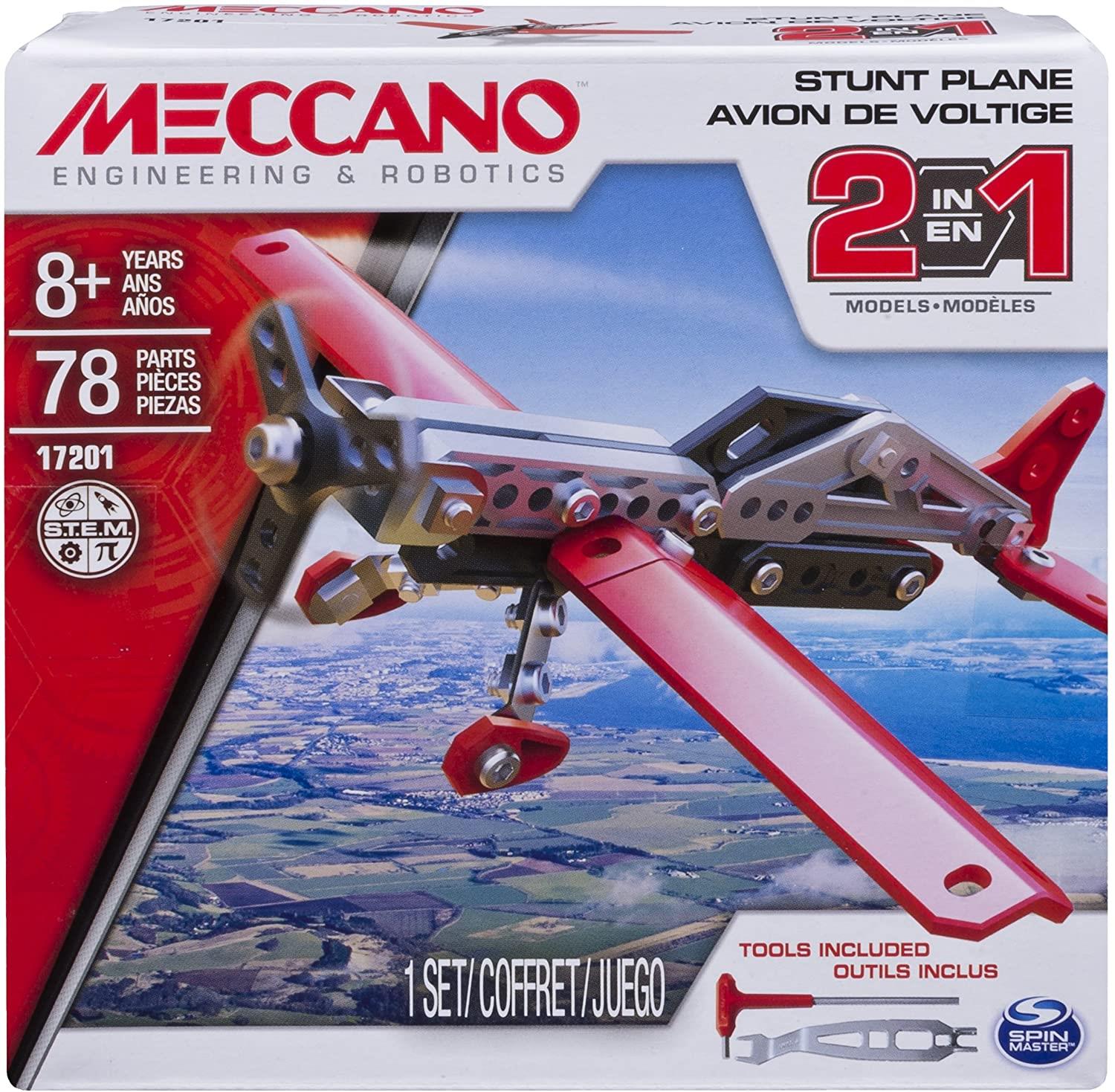 Meccano 2-in-1 Stunt Plane Model Maker Building Playsetet 17201