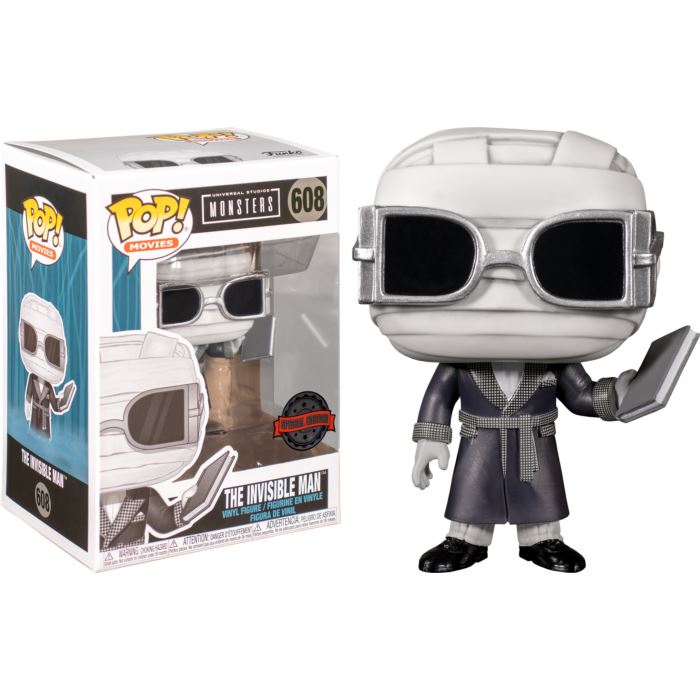 Funko THE INVISIBLE MAN [With Book] #608 POP! Universal Monsters B&W EXCLUSIVE