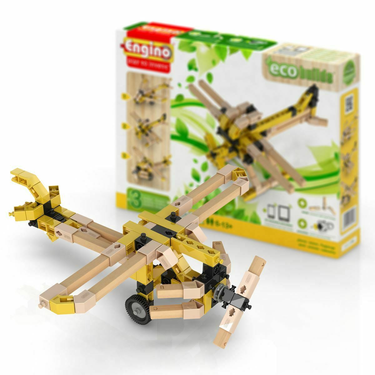 Engino Eco Builds 3 Model PLANES Building Creative Activity Wooden Toy STEM