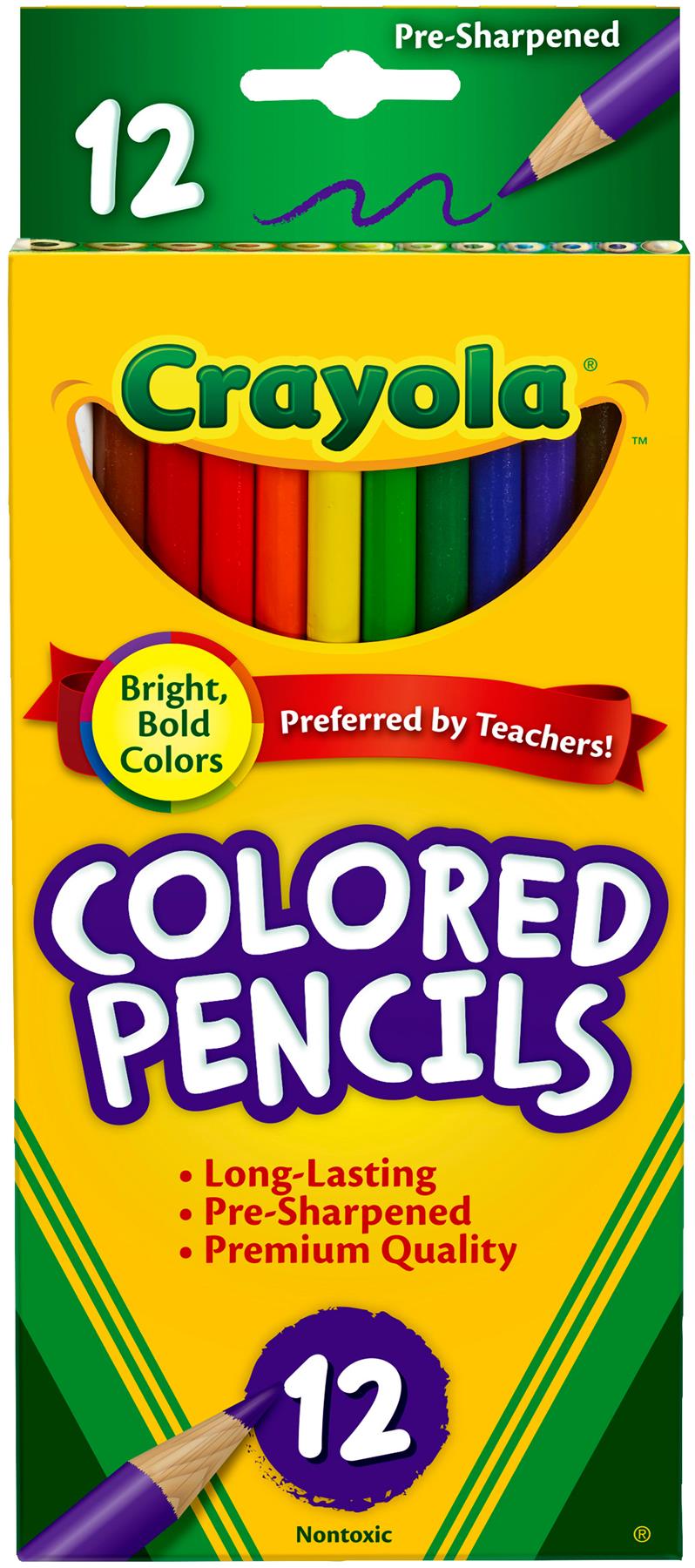 Crayola Coloured Crayons de couleur 68-4012 Lot de 12 couleurs assorties pleine longueur