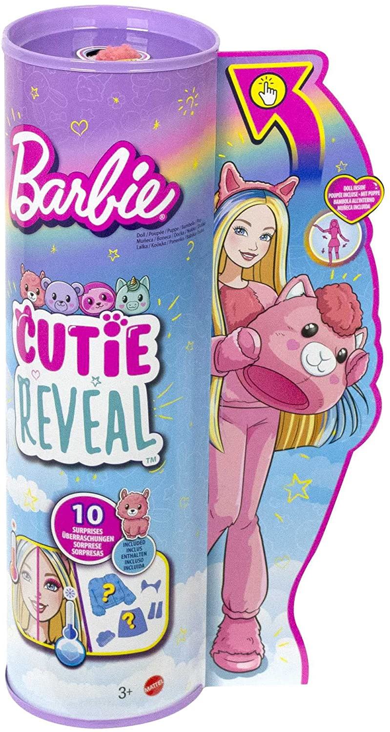 BARBIE Cutie Reveal Doll with Llama Plush Costume 10 Surprises HJL60
