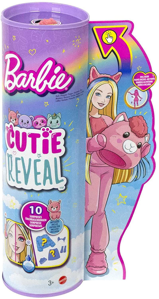 BARBIE Cutie Reveal Doll with Llama Plush Costume 10 Surprises HJL60