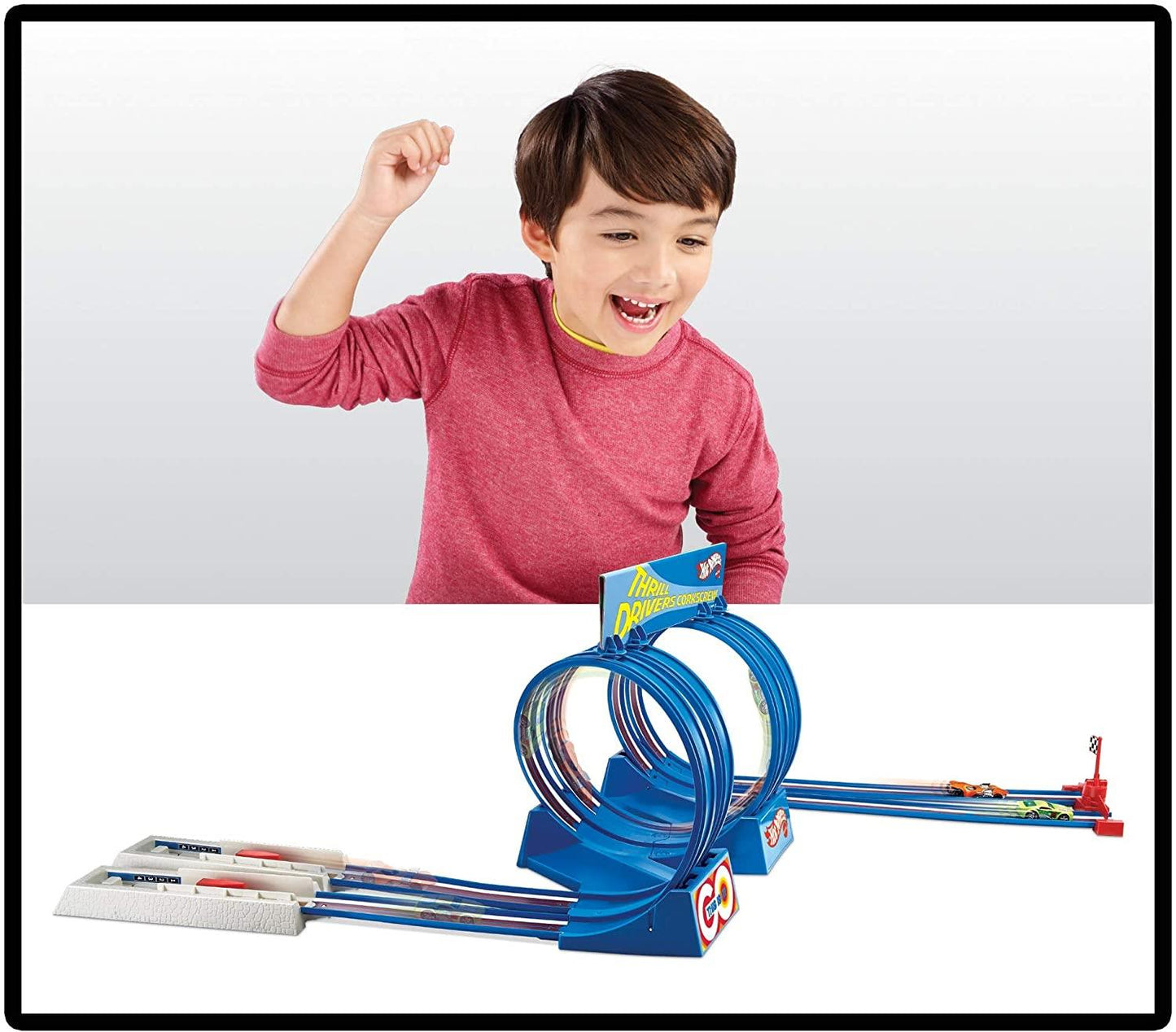 Hot Wheels 70s Throwback Thrill Drivers Corkscrew Track Set