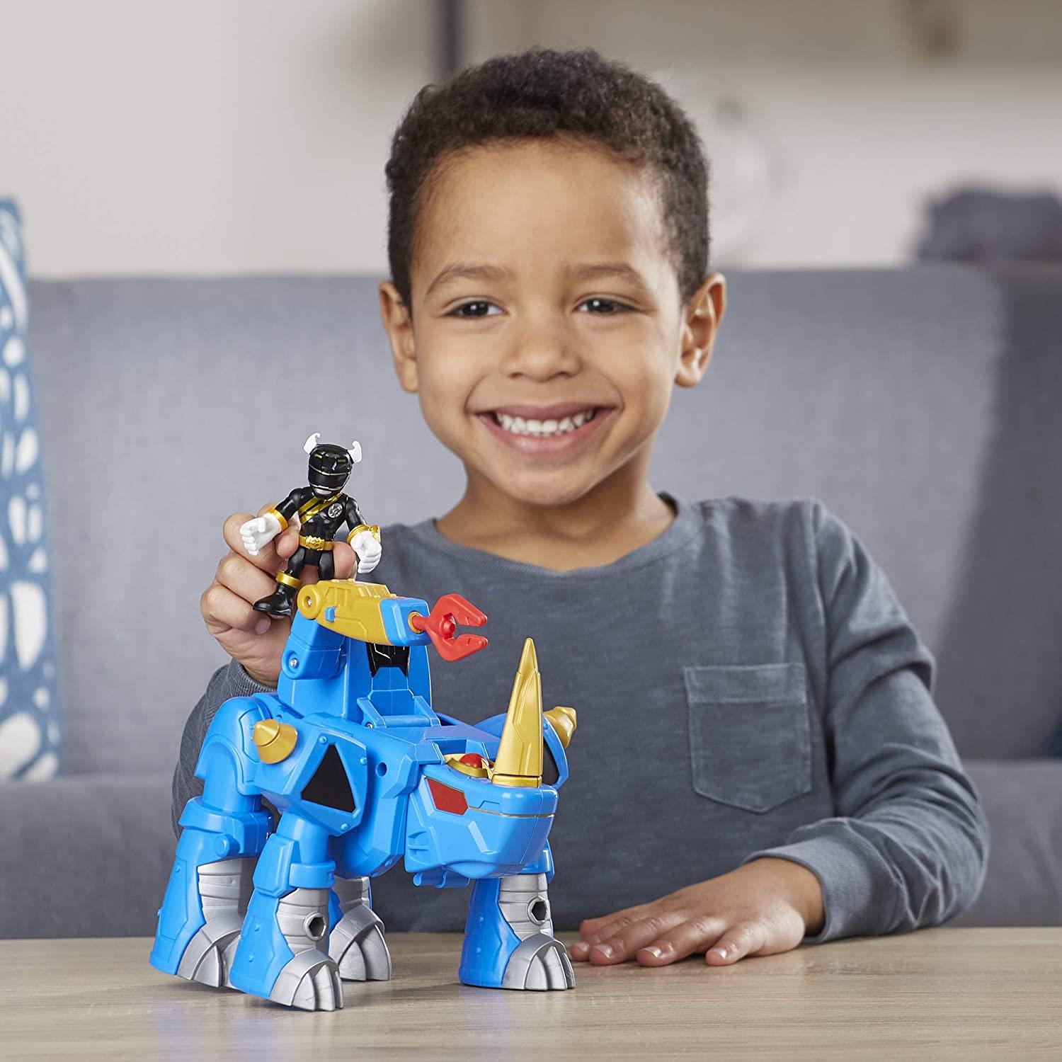 BLACK RANGER & RHINO ZORD Action Figure Playskool Power Rangers Morphin Zords