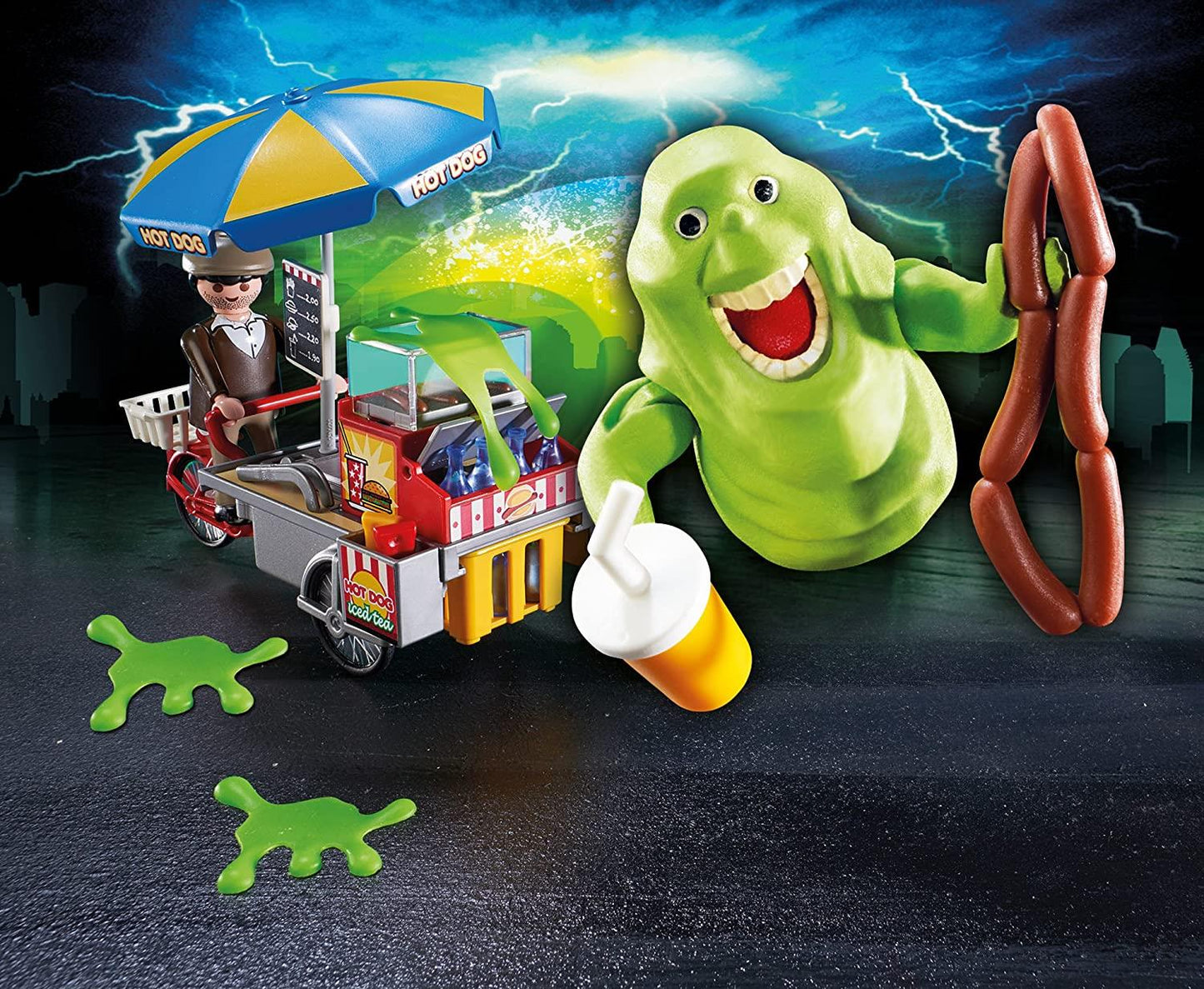PLAYMOBIL 9222 Ghostbusters Hot Dog Stand with Slimer Playset