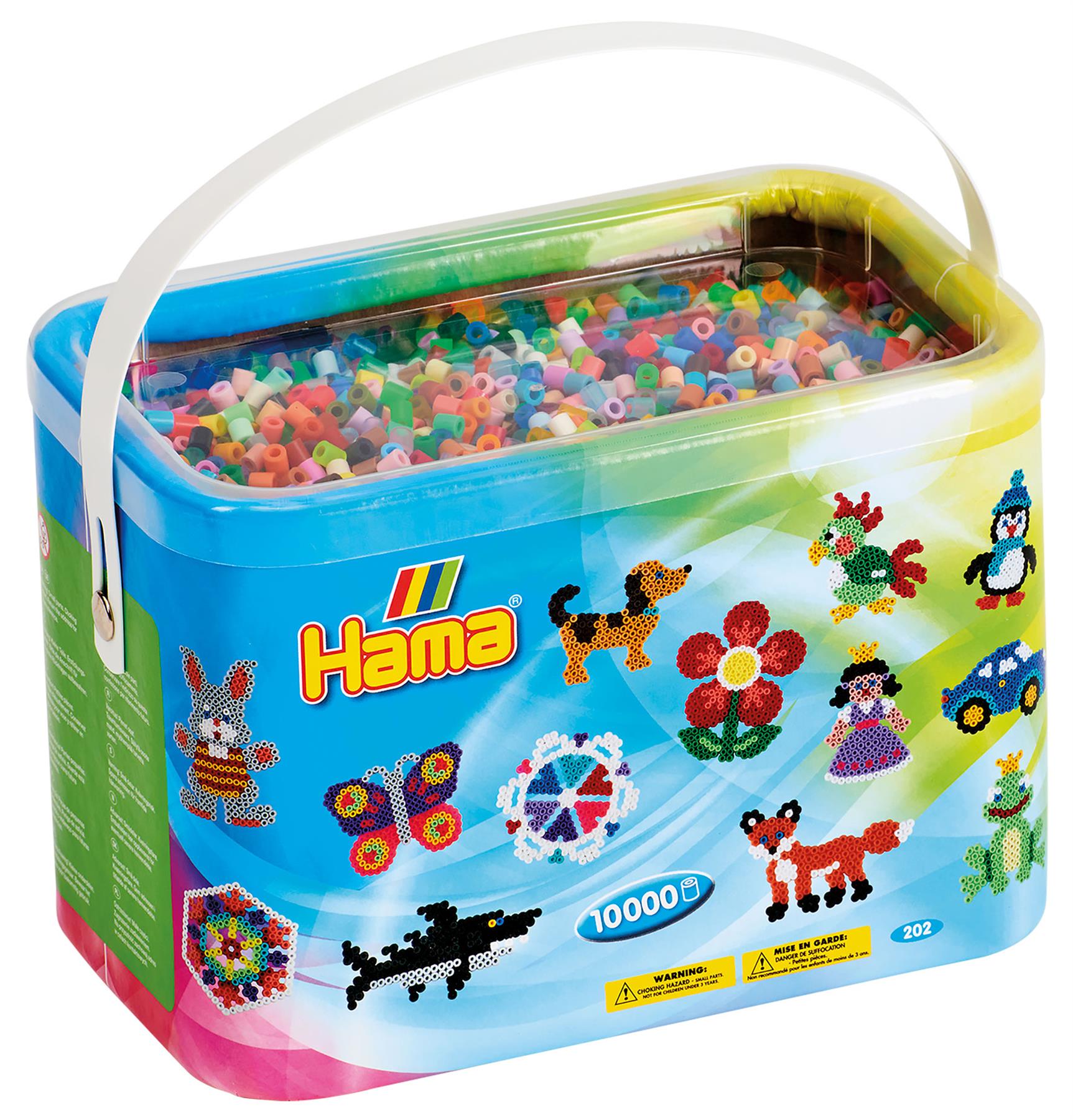 Hama Beads 10,000 Beads and 5 Pegboards Case Tub Refill Ironing Multicolour