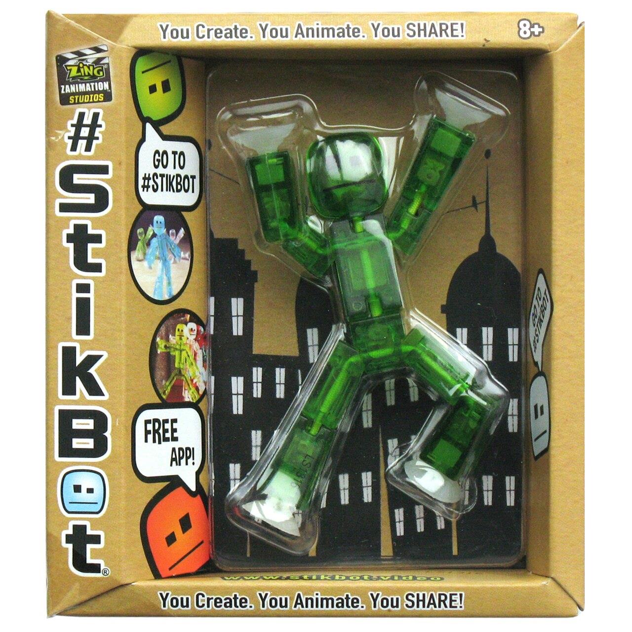 StikBot Single Posable Action Figure Toy: TRANSLUCENT GREEN (3")