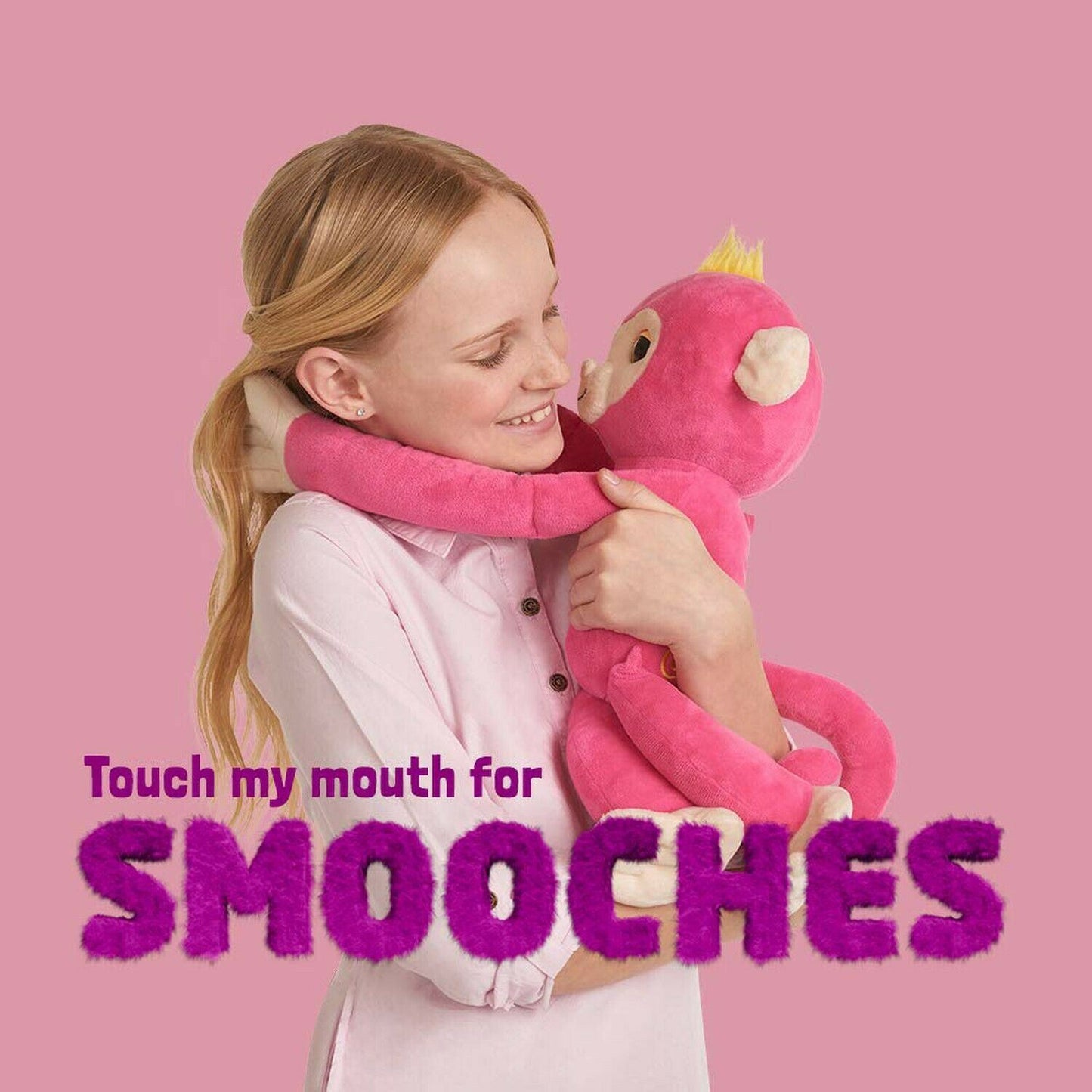Fingerlings HUGS BELLA (Pink) Advanced Interactive Plush Baby Monkey Pet WowWee