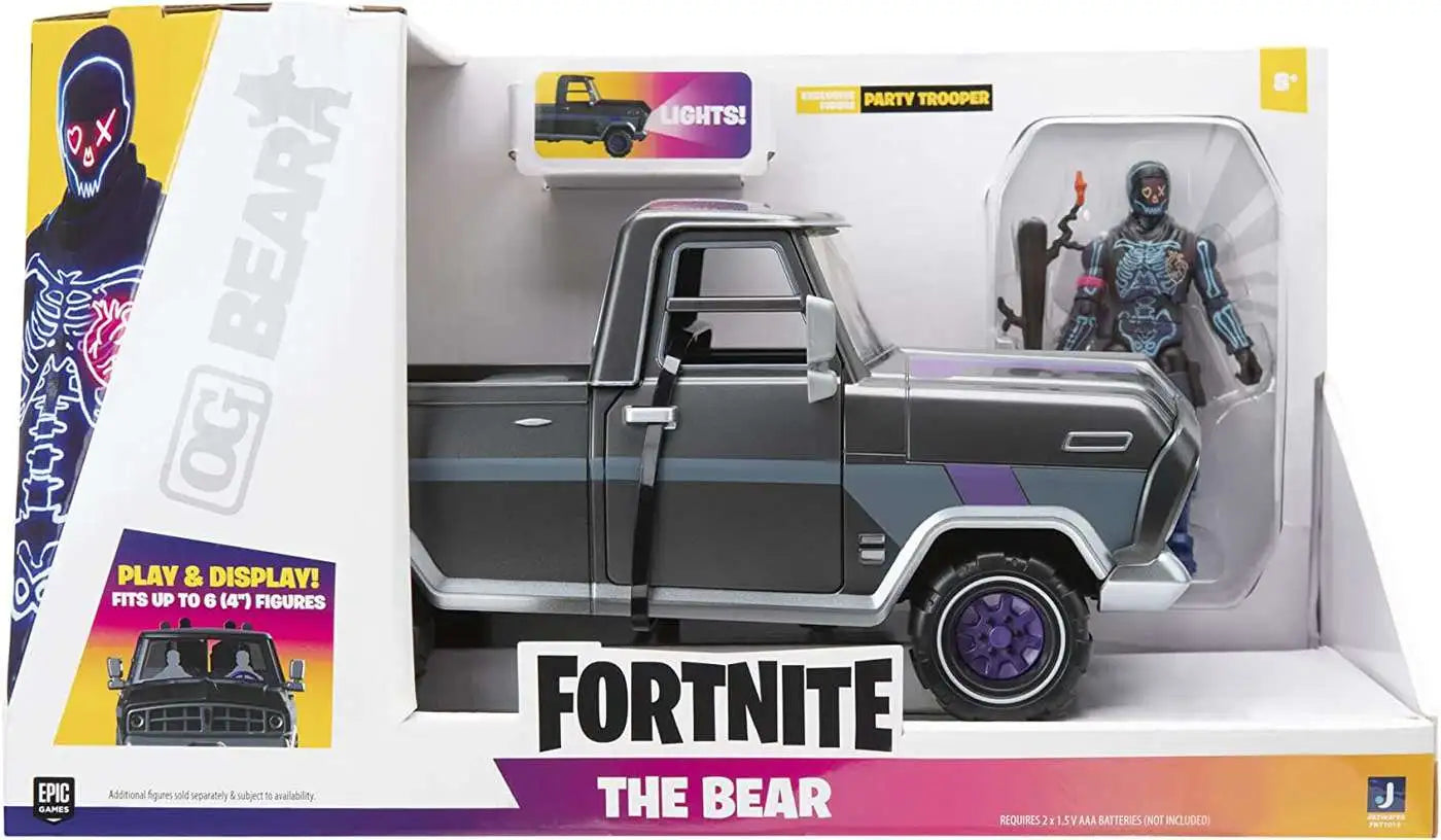 Véhicule Fortnite THE BEAR Joy Ride avec figurine exclusive Party Trooper de 10,2 cm