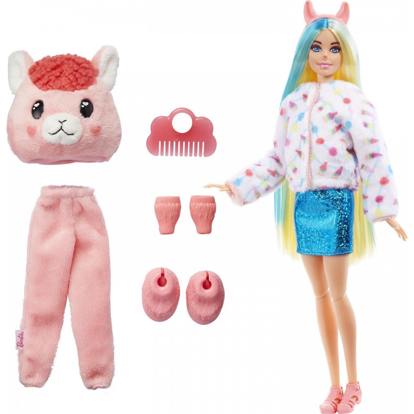 BARBIE Cutie Reveal Doll with Llama Plush Costume 10 Surprises HJL60