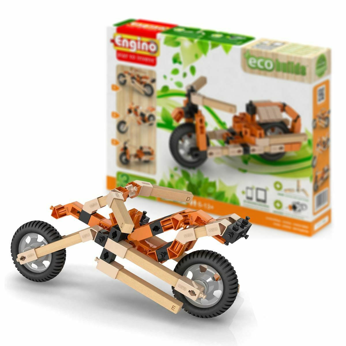 Engino Eco Builds 3 Model MOTORBIKES Building Creative Activity Wooden Toy STEM