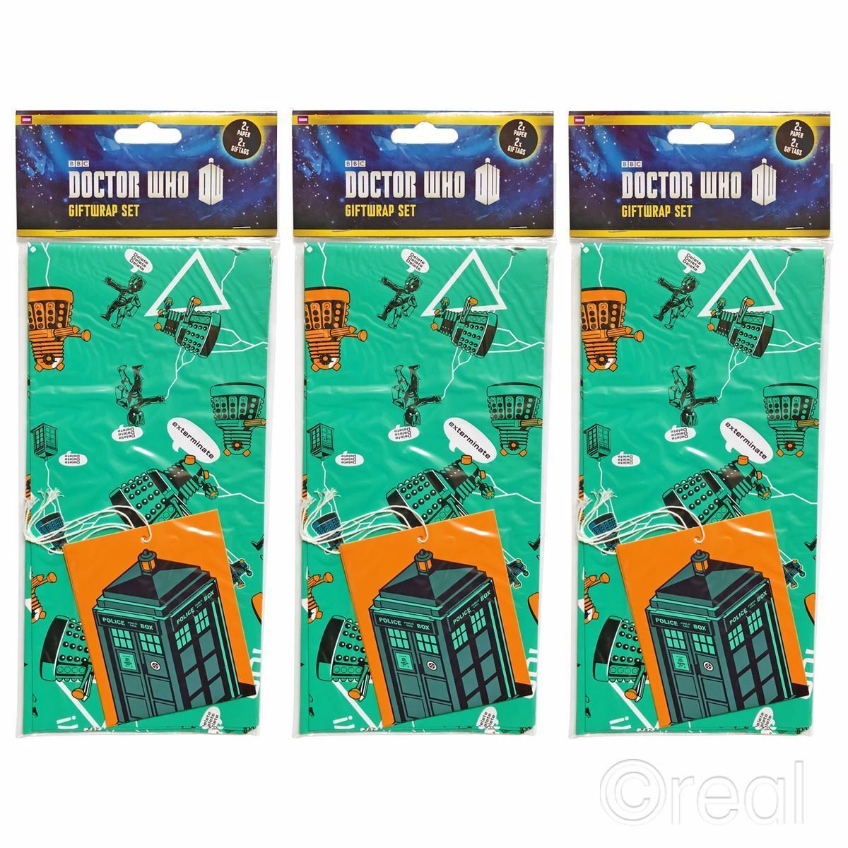 3 DOCTOR WHO GIFT WRAP SETS Birthday Tags Wrapping Paper TARDIS Official