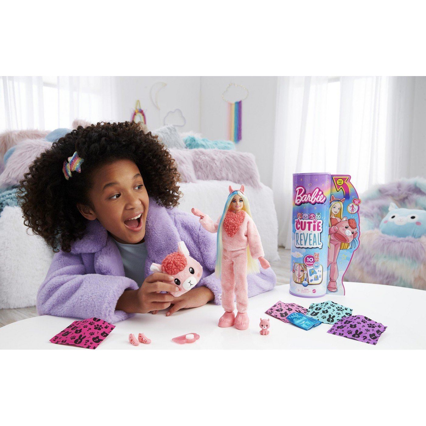 BARBIE Cutie Reveal Doll with Llama Plush Costume 10 Surprises HJL60