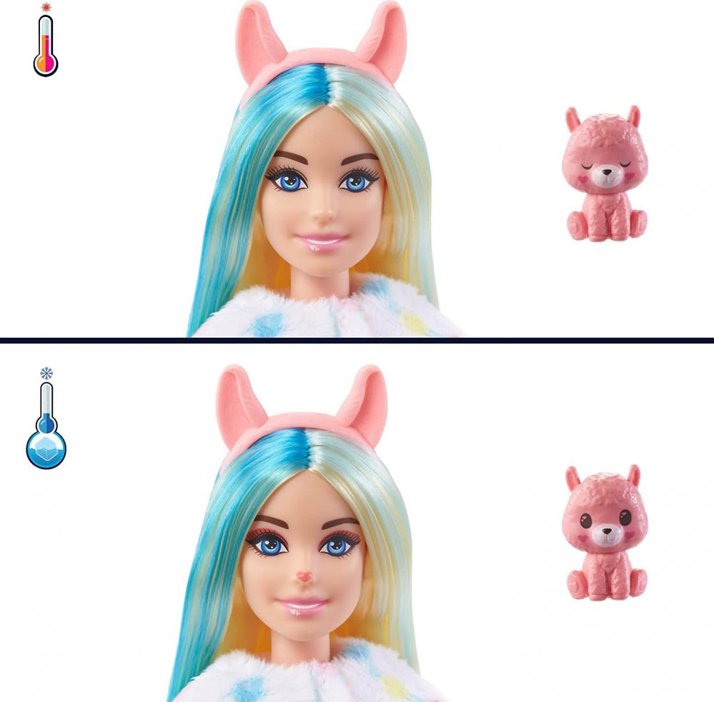 BARBIE Cutie Reveal Doll with Llama Plush Costume 10 Surprises HJL60