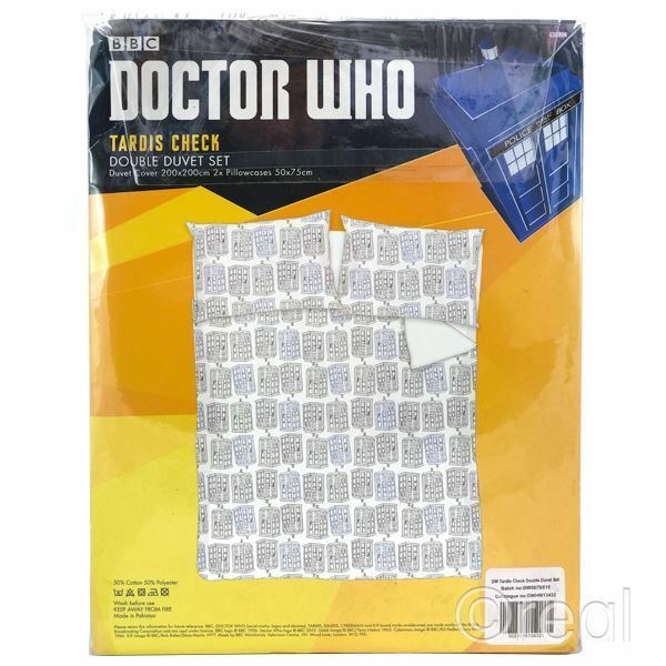 Doctor Who TARDIS Check Double Duvet Cover & Pillowcase Set Official