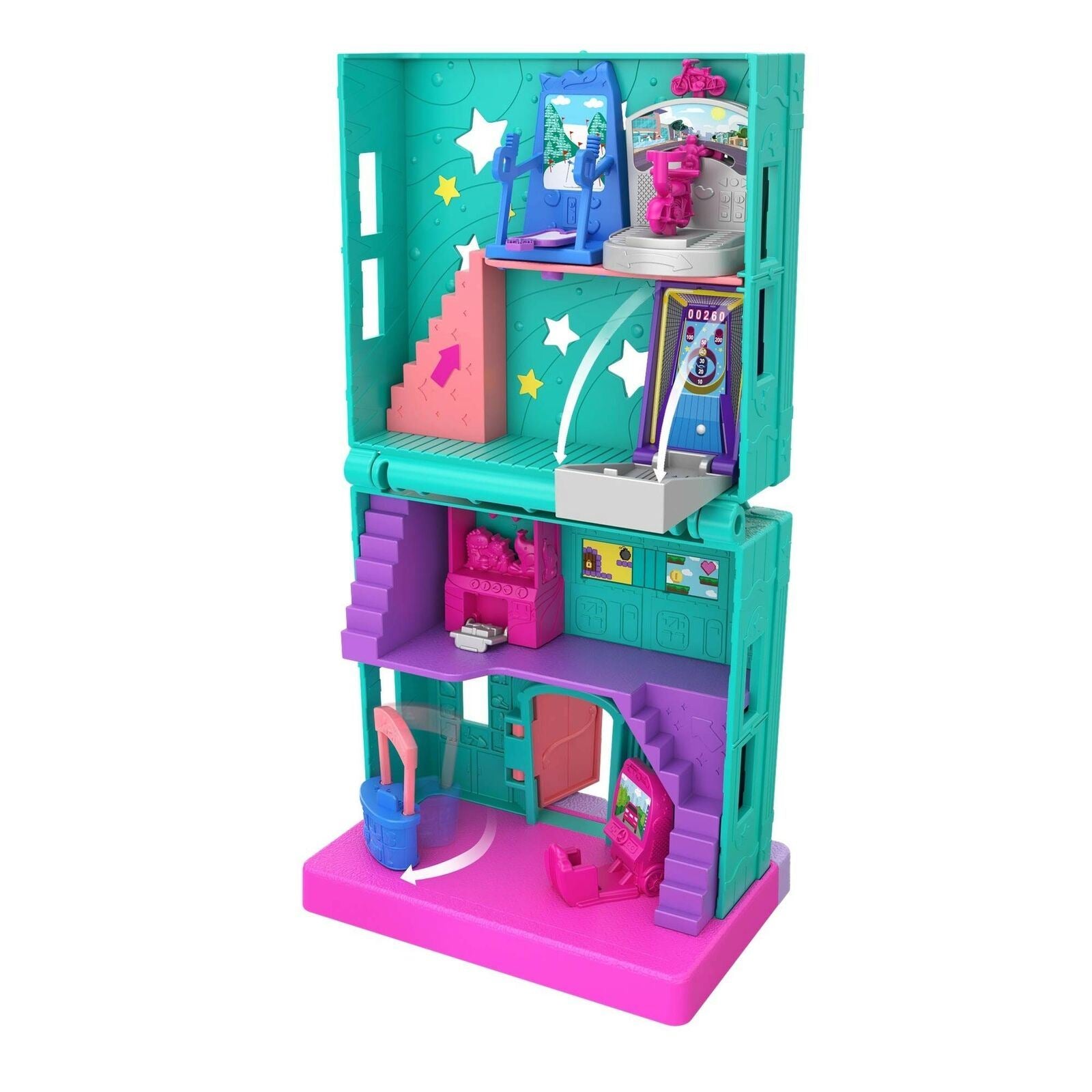 Polly Pocket POLLYVILLE ARCADE Playset with Polly & Lila Dolls and Accessories