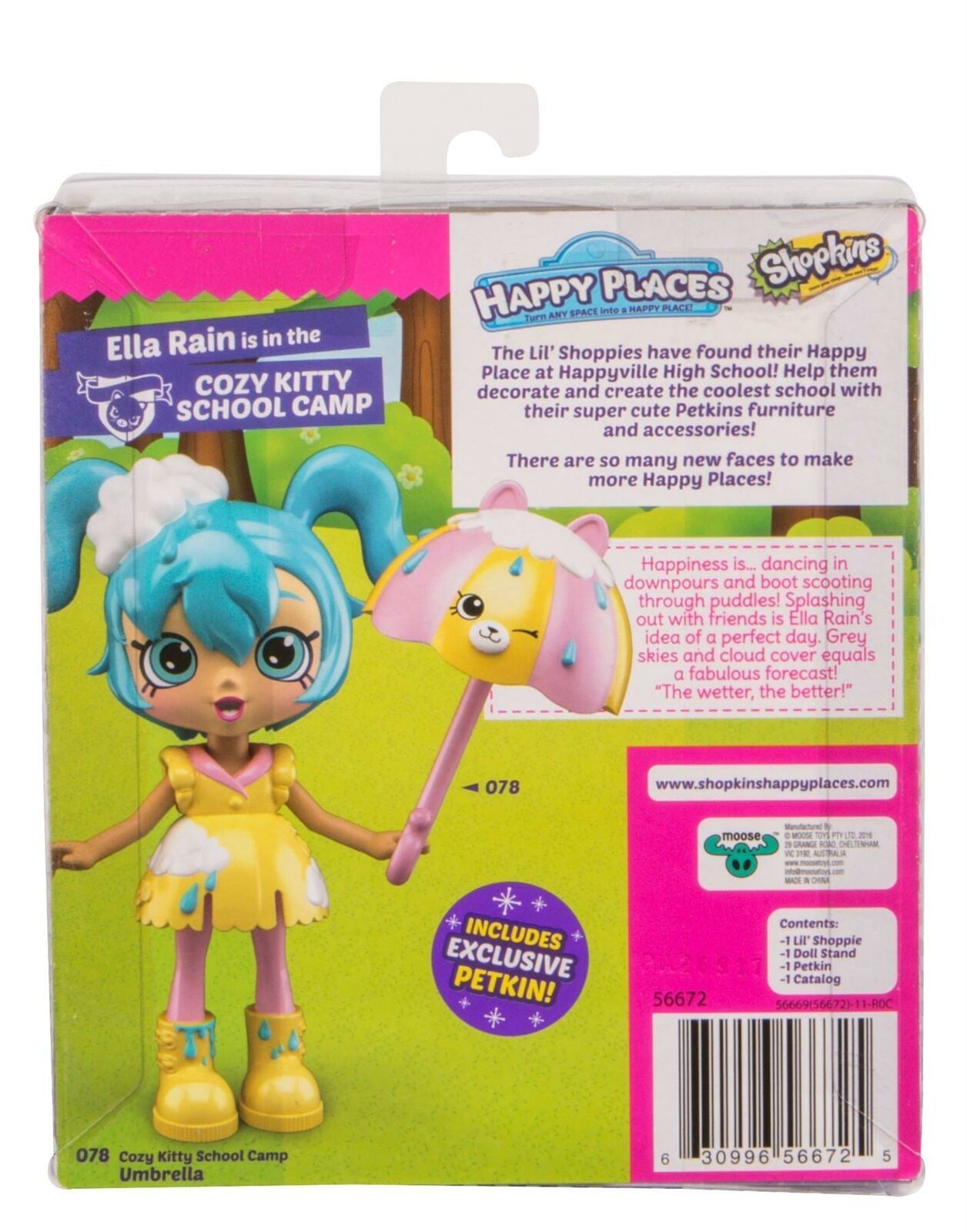 SHOPKINS Happy Places Lil Shoppie Pack ELLA RAIN [Cozy Kitty School Camp] Figure