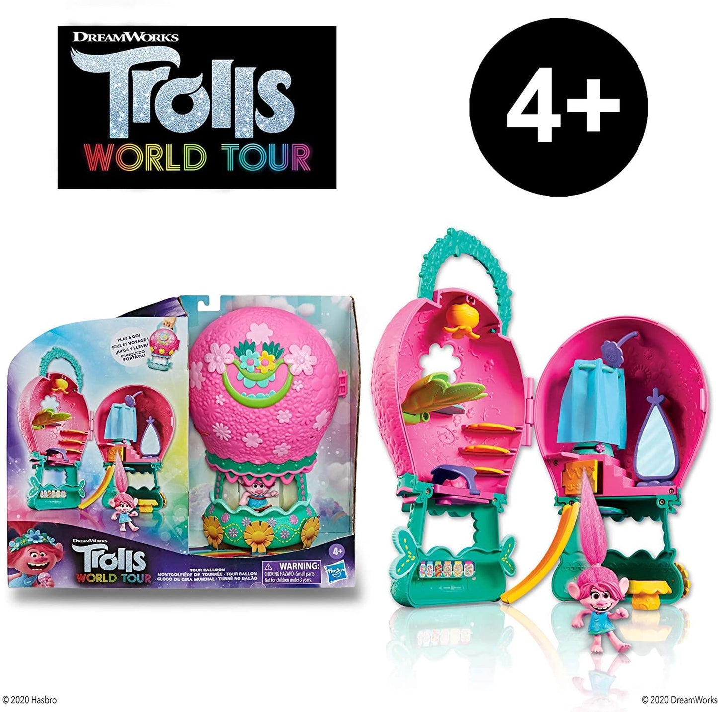 Dreamworks Trolls World Tour Balloon Toy Playset with Poppy Doll & Storage