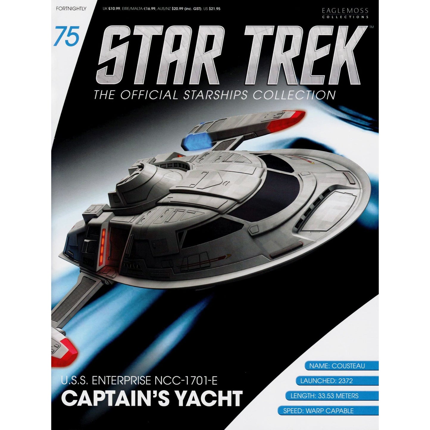 #75 Cousteau (Captain's Yacht) USS Enterprise NCC-1701-E Starship Model Die Cast Ship (Star Trek)